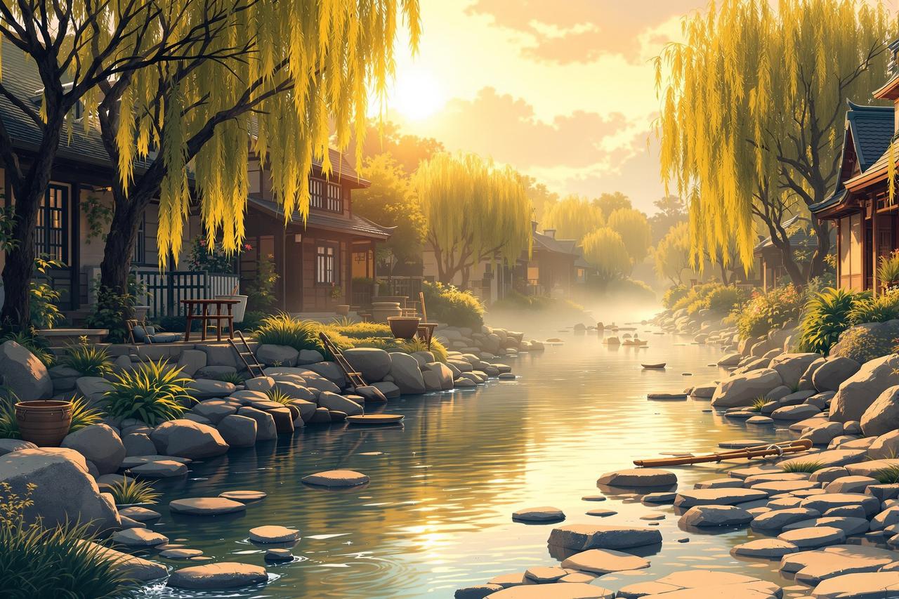 红果作品 - 小河边的洗衣声