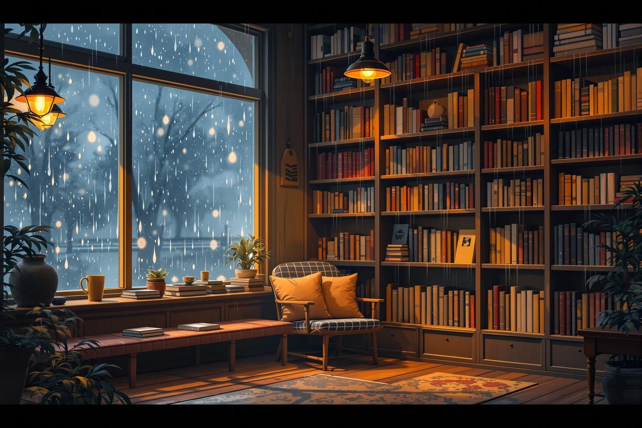红果作品 - 雨天的老书店